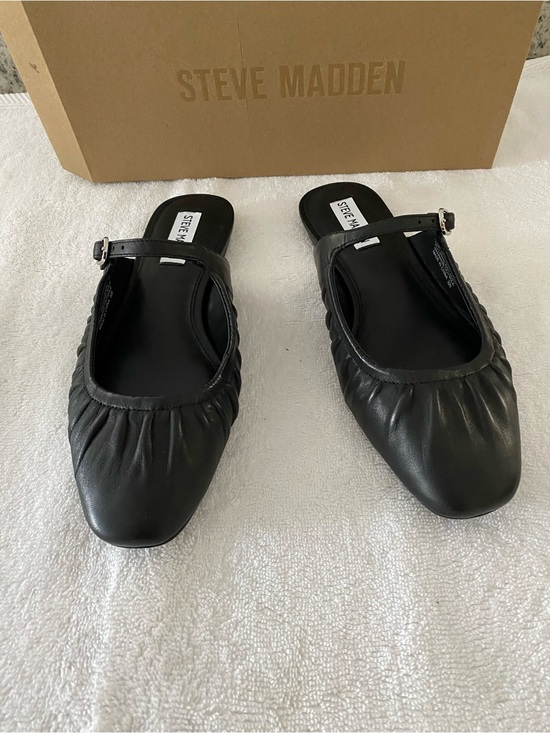 Steve Madden Shoes - NEW Steve Madden Gisele Black Ruched Mary Jane Mule SZ 8